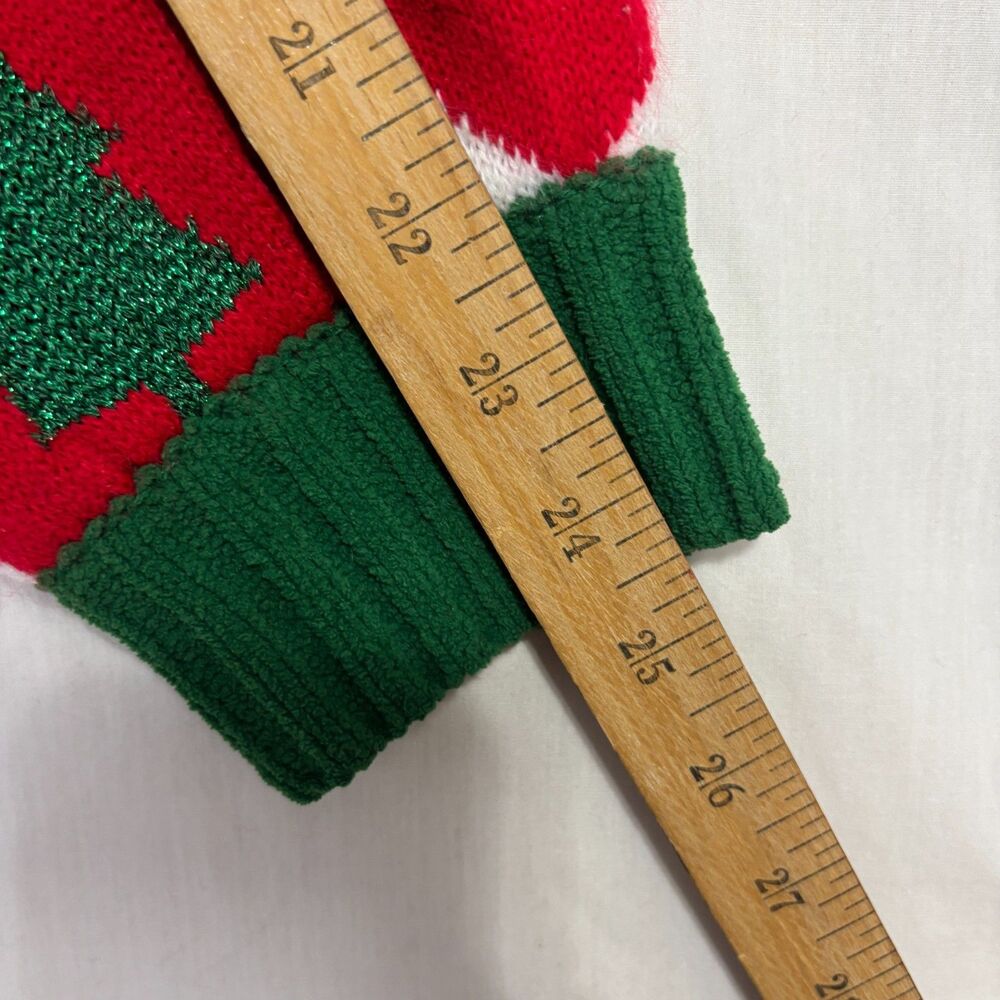 Ugly Christmas Holiday Sweater Button Up Cardigan Red Sequin Trees Sz S (4-6) - Picture 8 of 9
